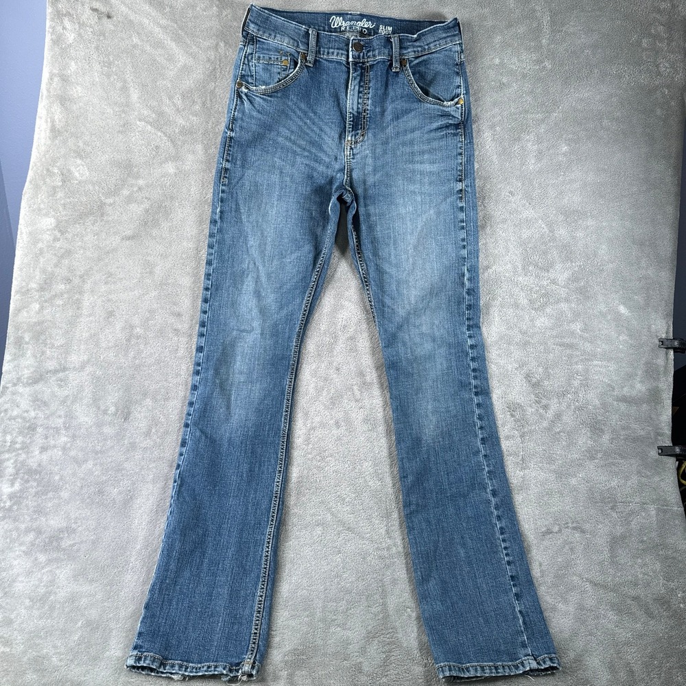Wrangler Retro Jeans Mens 31x36 Blue Slim Boot Cut Denim Pants 10WLT77LY